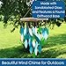 Blue Handworks Ocean Waterfall Glass and Driftwood Chime, Sandblasted Glass and Found Wood Handcrafted Wind Chime
