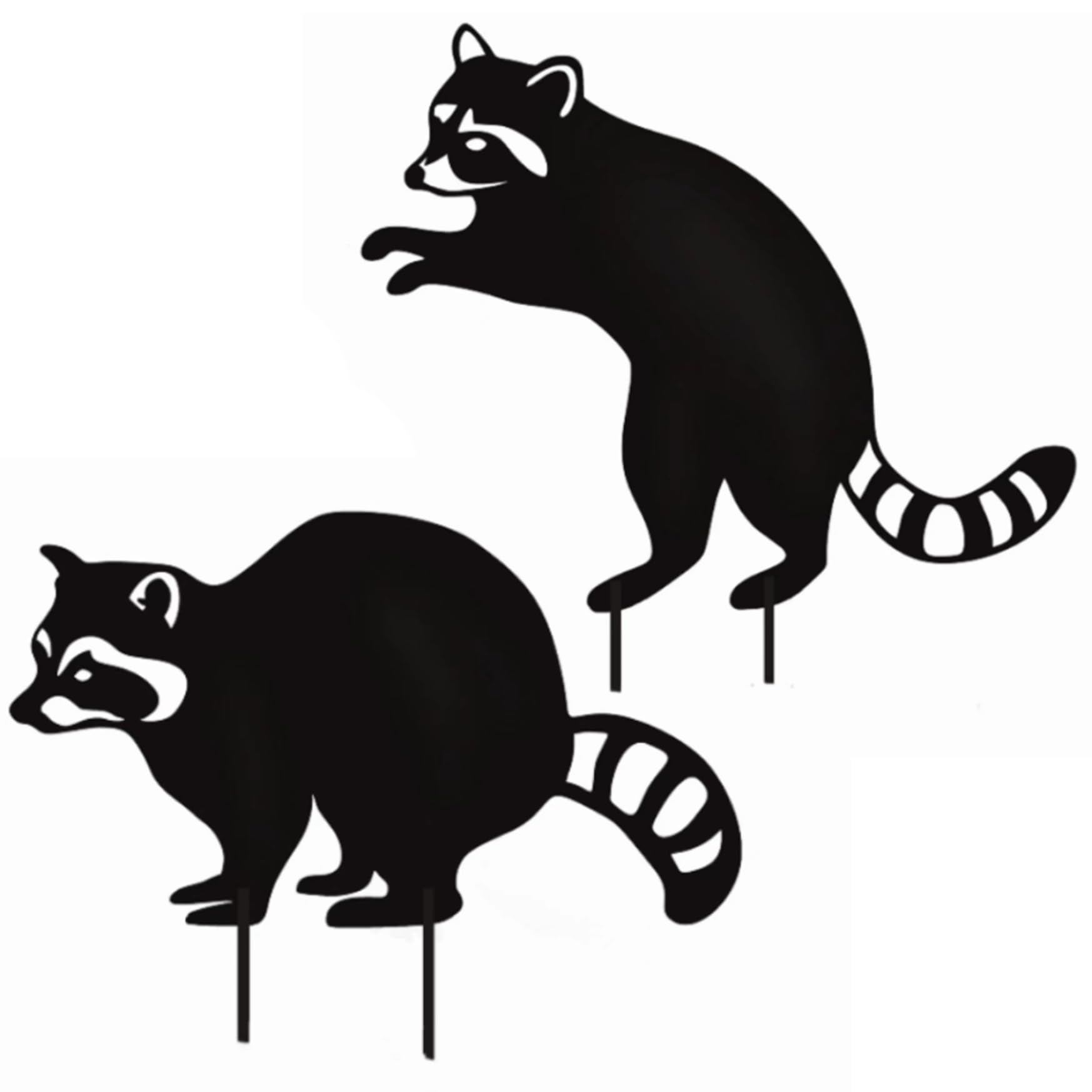 Syutokul Decorative Garden Stakes Raccoon Metal Garden Statues Stakes Black Silhouette Animals Outdoor Sculpture for Yard Decor and Lawn.
