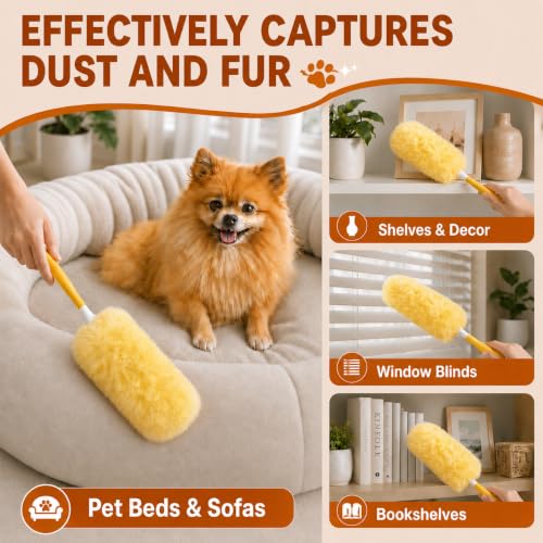 Image of Duster Refills for Swiffer Duster, 50 Count Heavy Duty 2 Side 360 Dusters Refill Kit with 1 Handle, 4X Microfibers, Disposable Multi-Surface Duster for Cleaning Furniture Blinds Ceiling Fan
