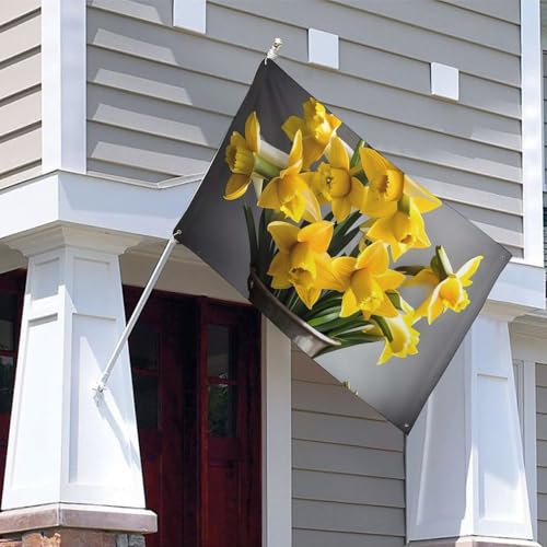 Bannière résistante aux intempéries motif jonquilles en polyester durable de qualité