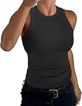 TrendiMax Tank Top Women's Racerback Summer Tops Ribbed Slim Fit Basic Shirt Sleeveless Sexy High Neck Tank Tops Plain
