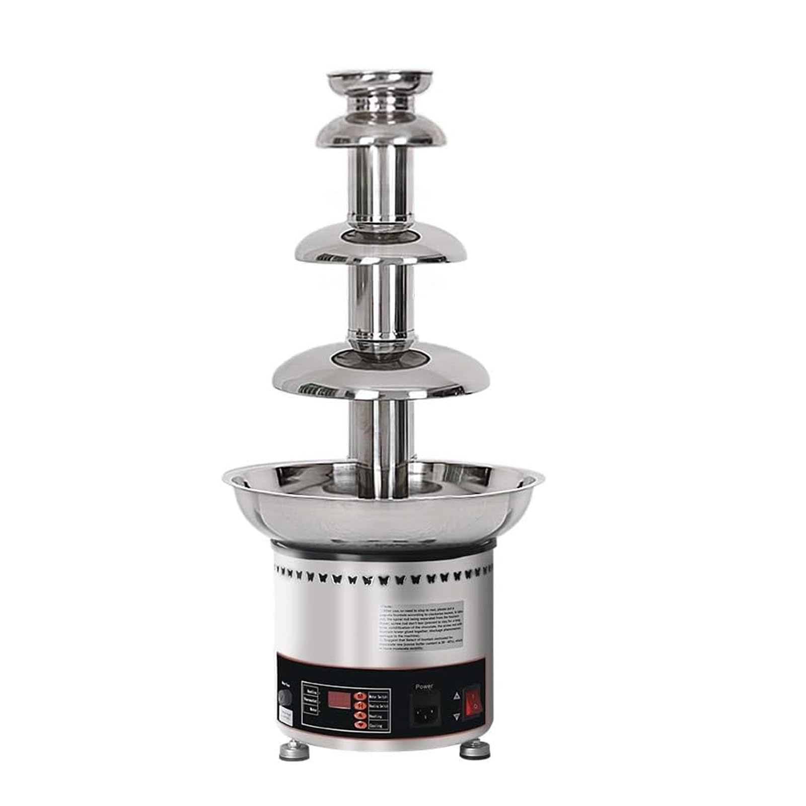 YXZYFPP Commercial Grade Chocolate Fondue Fountain Machine - Stainless Steel, Perfects for Parties, Weddings, Events & Restaurants - Indulge in Delicious (Silver 4 Tier)