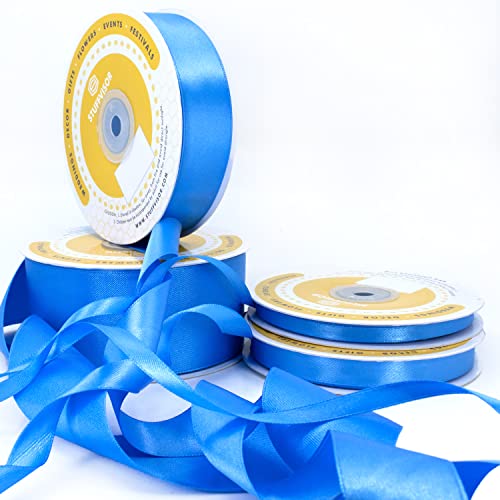 Stuffvisor Blue Satin Ribbon, 1 Inch X 50 Yards, Double Face Solid Color Ribbon Roll, 100% Polyester Ribbon For Gift Wrapping, Crafts, Hair And Multiple Decorations #TOP2