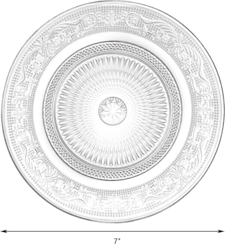 Image of Plate Set Flower Decorative Small Size Crystal Clear Glass Plate- Dry Fruits Sweets Chocolate Snack Plate for Dining,Catering Event, Dinner Parties,Wedding Dinner Plate (Pack of 1,10 inch)