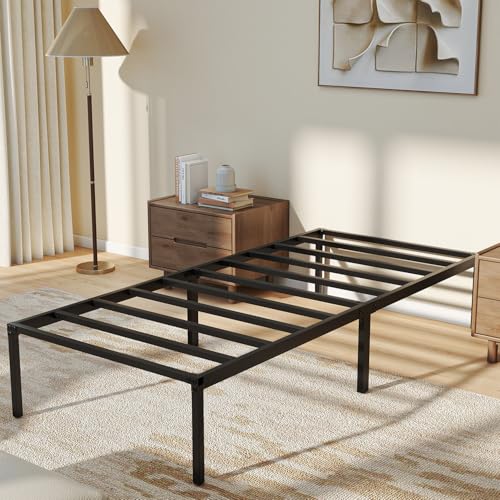 Daromigo Bettgestell 90x200cm, Metallbett mit ca.35,5cm Hoch, Unterbettaufbewahrung, Bettrahmen aus Metall mit Stahllattenstütze, Einzelbett bis 200kg Belastbar, Gästebett Einfache Montage