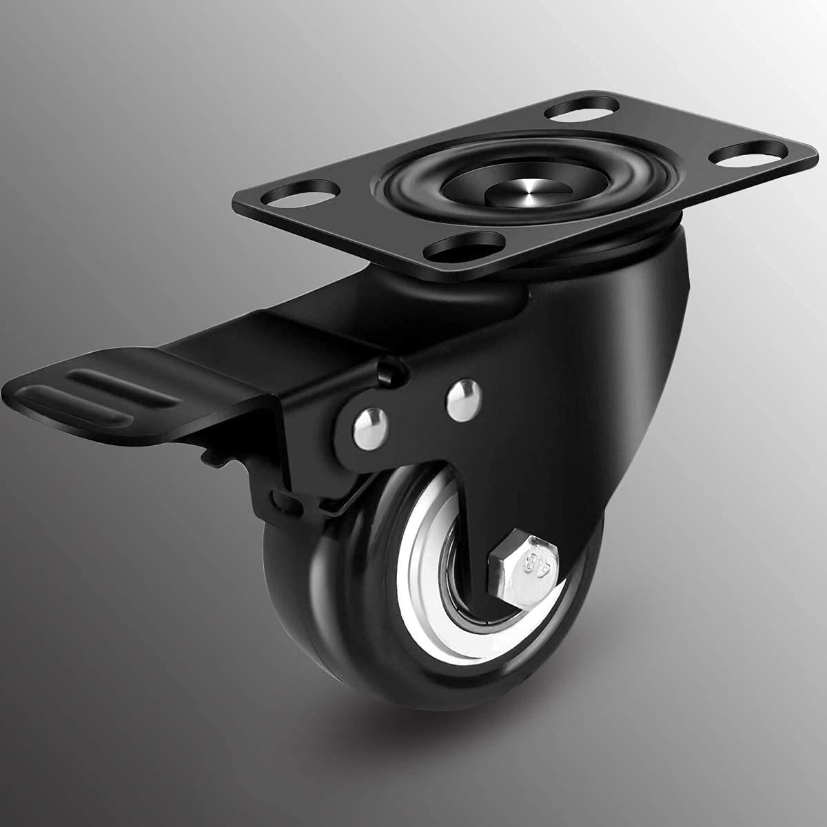 4 pezzi Ruote per mobili,ruote con freno,Ruote Girevoli Pesanti fino a 400kg,Diametro 2"/50mm(Noir)