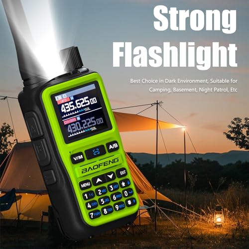 Image of BAOFENG UV-5R Mini Two Way Radio BF-5R Mini Walkie Talkie Wireless Power Adjustable Tiny Size Frequency Copy 999 Channels Type-C Four Colors Portable Ham with 771 Antenna and Headset(2 Pack) (Green)