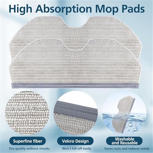Image of Keyisha Replacement Mop Pads Compatible with Narwal Freo X Plus, Microfibre, Grey, Set of 2
