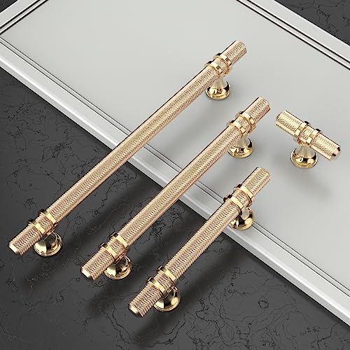 Tiradores dorados para gabinetes de cocina moleteados estilo sofisticado 3