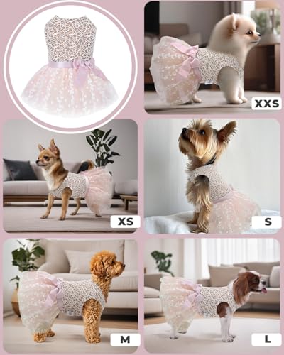 Image of CuteBone Dog Birthday Dress Girl Puppy Skirt Tutu Cat Wedding Outfit Pet Party Clothes for Small Dogs Costume DD23L