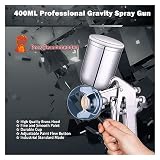 YTBHSHXZ, Pistolet natryskowy 400ML Pneumatyczny aerograf Profesjonalny rozpylacz do malowania stopów metali z zasobnikiem do malowania samochodów
