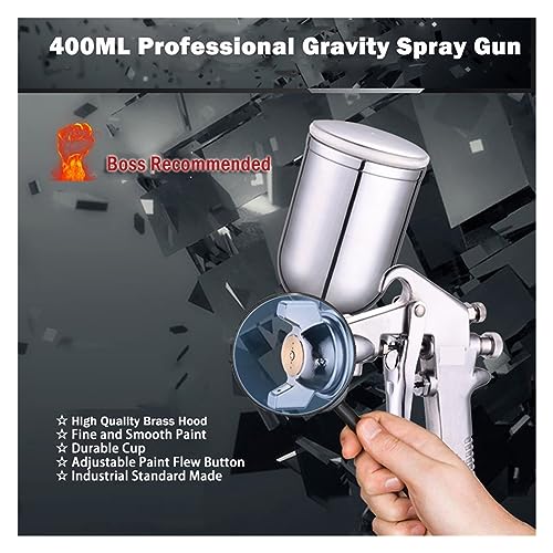 YTBHSHXZ, Pistolet natryskowy 400ML Pneumatyczny aerograf Profesjonalny rozpylacz do malowania stopów metali z zasobnikiem do malowania samochodów