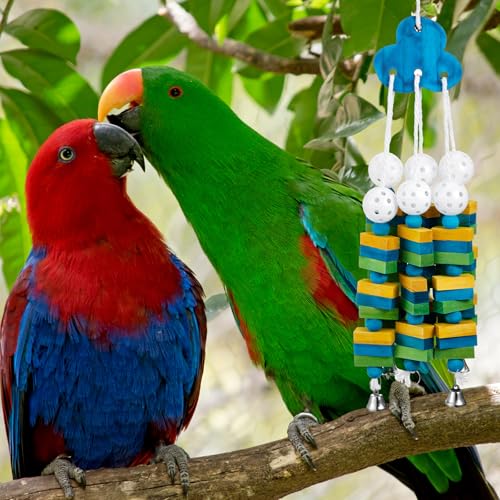 Image of Seenelling 3 Pcs Extra Large Bird Toys for Parrots, Blue Block