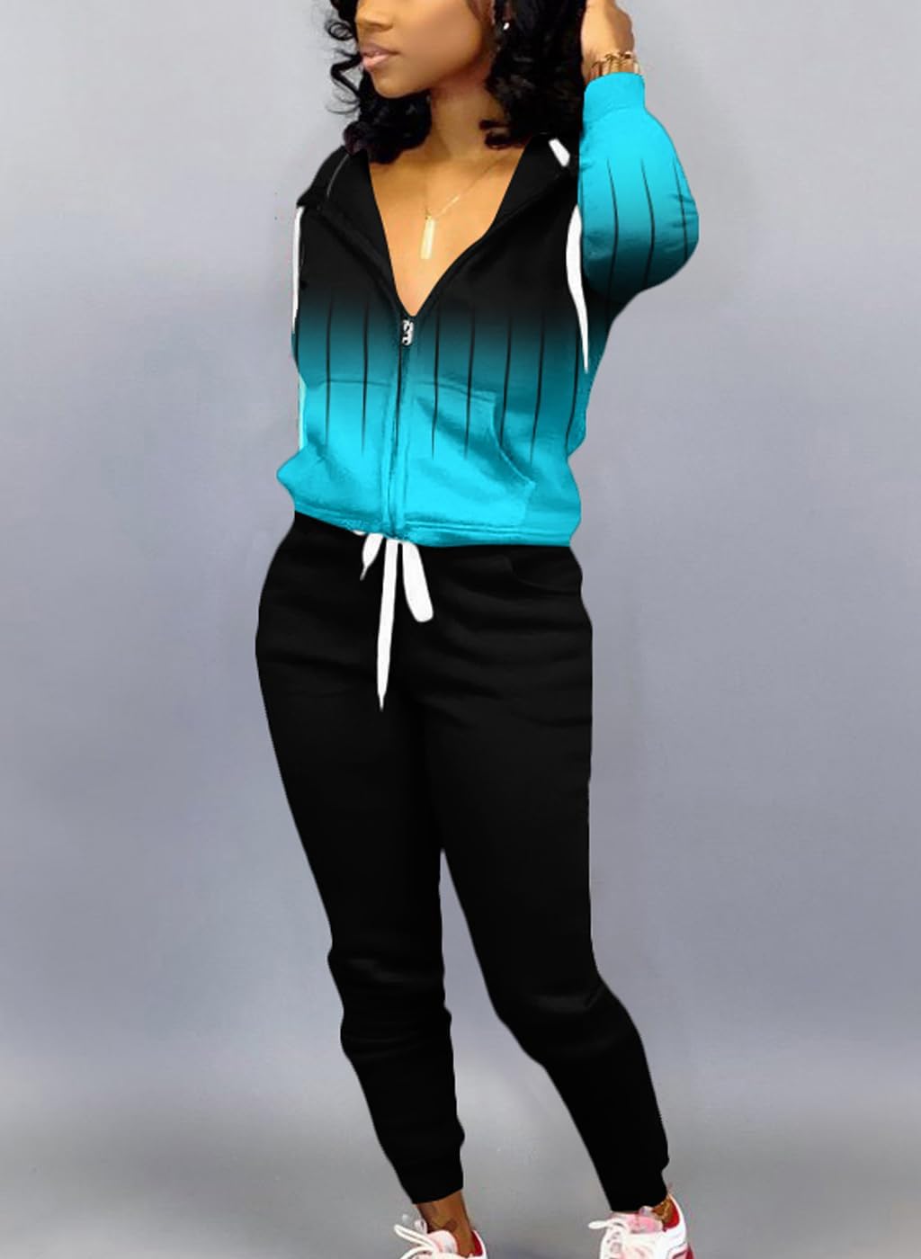 Mrskoala Two Piece Outfits for Women Tracksuit Sweat Suits Workout Jogging Sets Loungewear with Pocket - Image 3