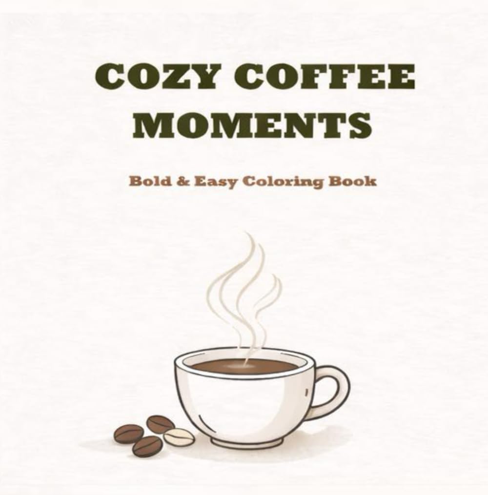 Cozy Coffee Moments: Bold and Easy Coloring Book for Relaxation: 45+ Simple Coffee-Themed Designs for Stress Relief and Mindful Coloring