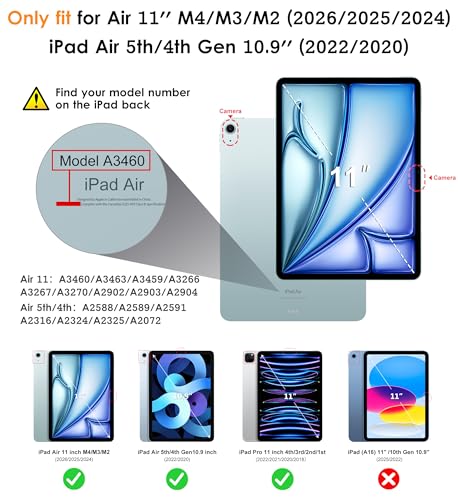 DTTO for iPad Air 11 inch Case M4 / M3 / M2 (2026/2025/2024), iPad Air 5th / 4th Gen (2022/2020), 360 Degree Rotating Premium Leather Folio Stand Cover with Pencil Holder, Brown by DTTO - Image 6