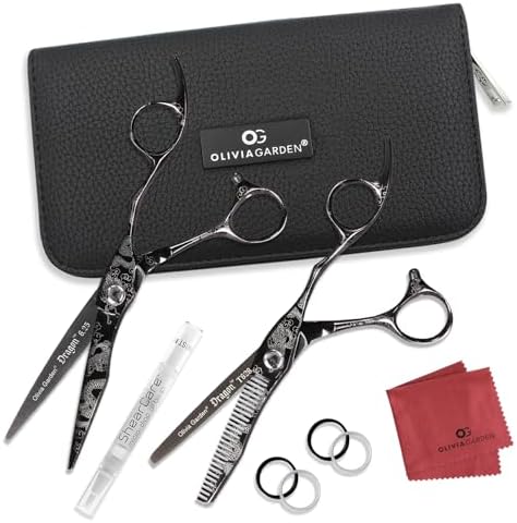 Olivia Garden Dragon Shears Kit - Includes Professional Hair Cutting Shear, Thinner, Case, and Accessories - Razor Sharp Scissors