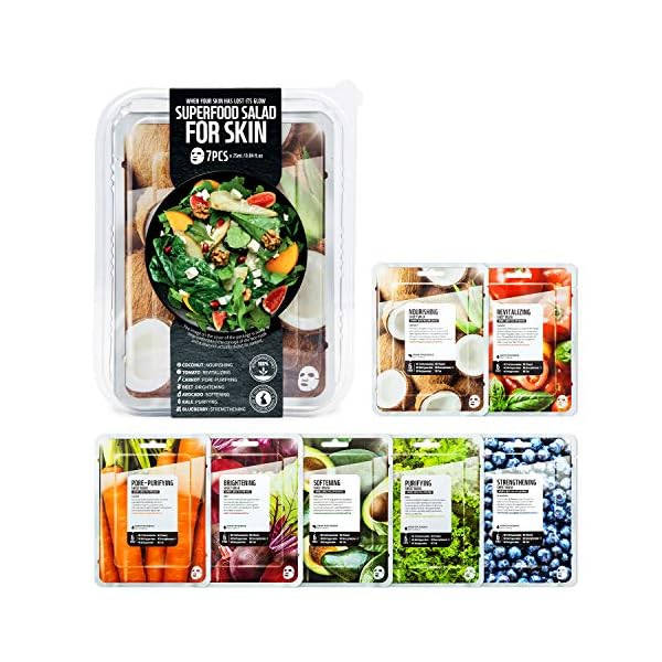FARMSKIN-Superfood-Beauty-Facial-Sheet-Mask-Coconut-Salad-Set-Pack-of-7-1-Week-Plan FARMSKIN Superfood Facial Skincare Sheet Mask Coconut Salad Set - Facial Mask for Daily Skincare/Korean Facial Mask/Cream & Essence Mask Sheet for Hydrating/For All Skin Type (Pack of 7)