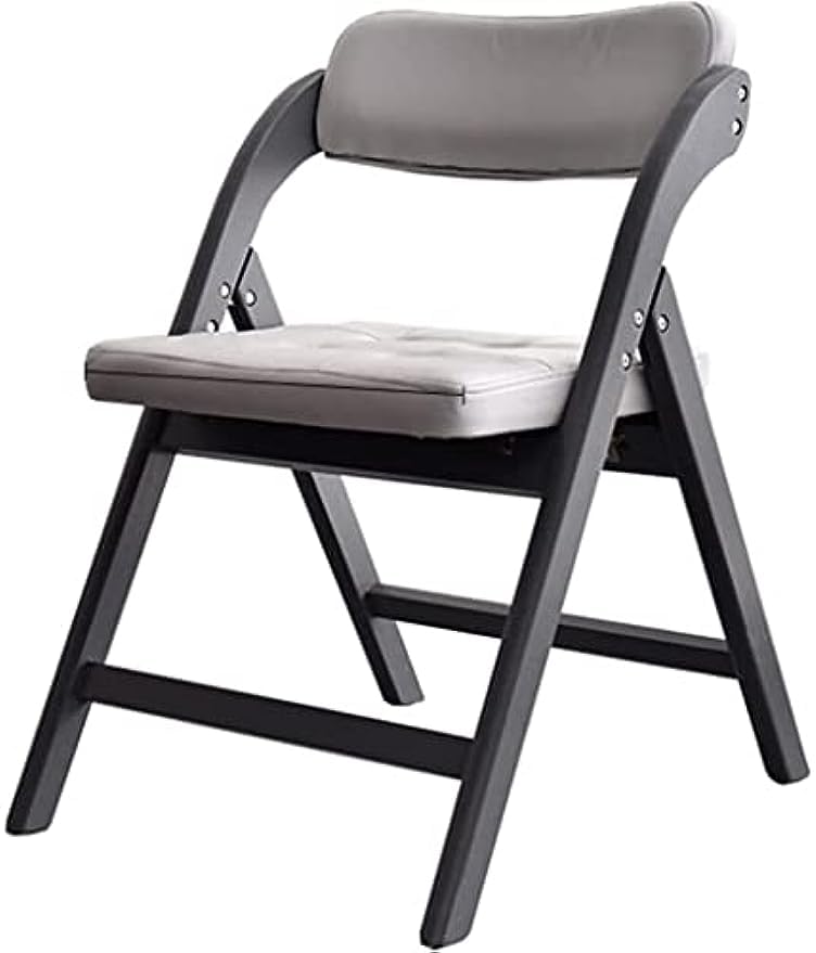 TTG Simple Folding Office Chair Rubber Wood Home Folding Chair, Simple and Comfortable Foam Back Cushion Computer Chair (Gray)