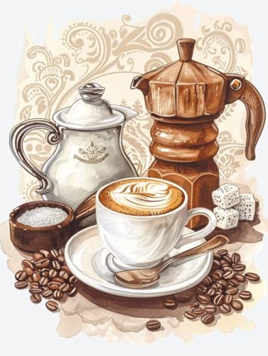 Diamond painting adulte café 40x50 cm avec kit complet de broderie diamant DIY pour débutant