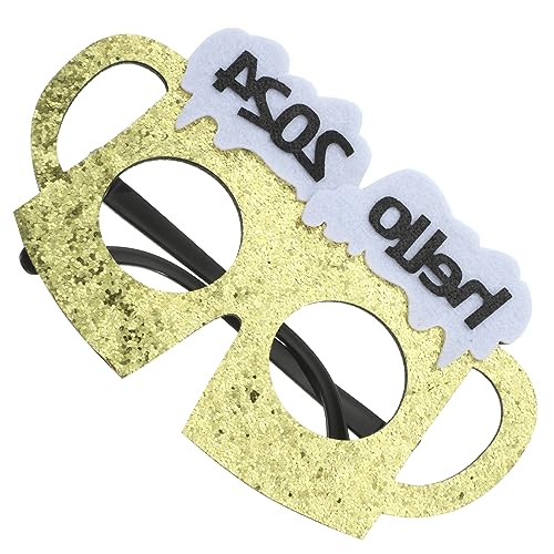 Cabilock Gold Powder Glasses Frame 2024 New Year's Party Accessory Photo Props Fun Eyewear Party Supplies