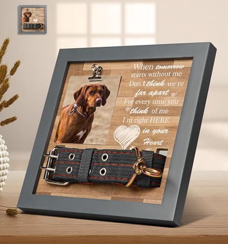 Sttokilly Pet Memorial Gifts for Dogs,Loss of Dog Sympathy Gift,Pet Memorial Frame with Collar Holder,Cat Picture Frame