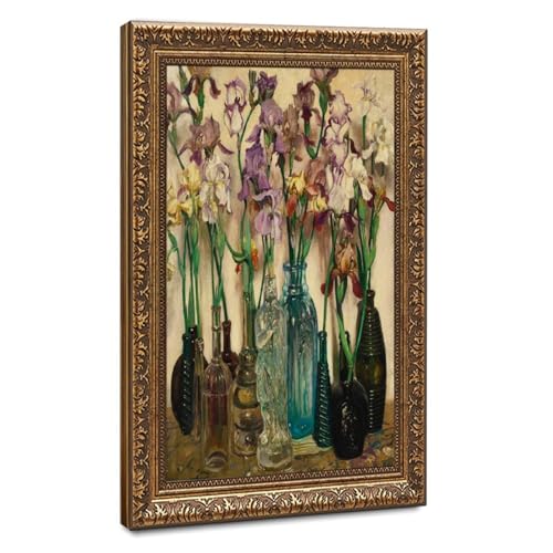 Impression sur toile Iris décoration murale salon tableau floral vintage 50cm