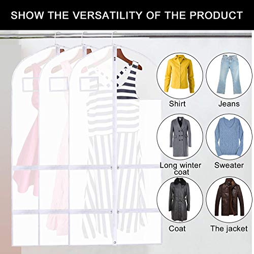 3 Packs Translucent PVC Garment Bag, Dance Costume Bags,Foldable 50 Inch Full Zipper Suits Bag Dream Duffel, Versatile Hanging Garment Bag with Name Card Pocket and 4 Large Zipper Pockets