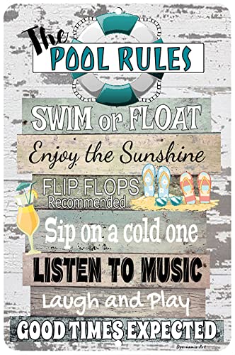 Pool Rules Metal Sign – Funny Indoor/Outdoor Swimming Pool Decor
