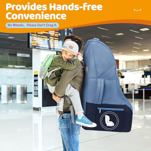 Image of YOREPEK Padded Gate Check Car Seat Travel Bag, Baby Travel Essentials | Shoulder Strap, Waist Strap, Padded Portective, PU Leather Wear-Resistant Bottom, Carseat Bag for Air Travel with Side Pocket