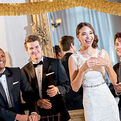 Image of 6 Pack 10 Feet Champagne Gold Foil Fringe Garland Metallic Tinsel Streamers Banner Wall Hanging Backdrop Banner for Parade Floats, Thanksgiving, Christmas, Birthday, Halloween Party Decorations