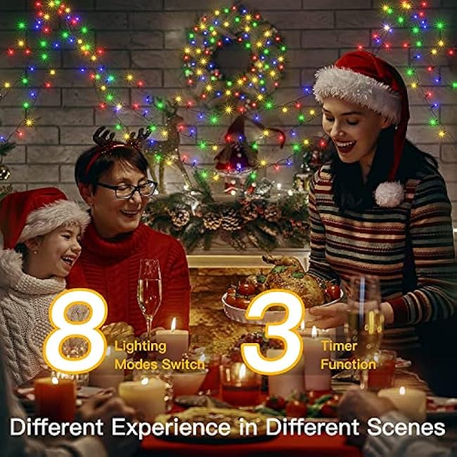 Solar Lights Outdoor, 60 LED 36.5 FT Solar String Lights Outdoor Waterproof with 8 Lighting Modes for Garden Yard Porch Wedding Party Decor Christmas (Warm White)