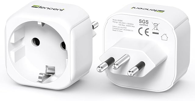 LENCENT 2 x adapter podróżny typu N Brazylia, Europa DE niemiecki 2 piny na BR 3-pinowe wtyczka podróżna adapter do gniazdka Brazylii