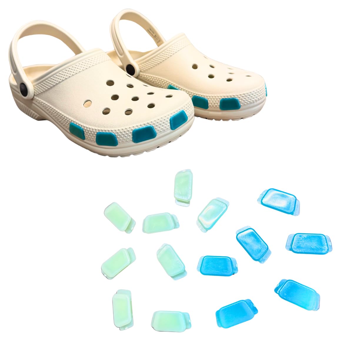 SHUTTERZ 14 Pack Colored Shoe Charms, Compatible with Classic Crocs, Crush Crocs and All Terrain Crocs, Functional Charms for Girls, Boys, Kids, Teens