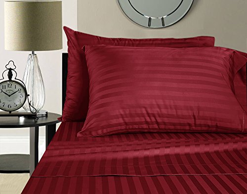 Addy Home Fashions Egyptian Cotton 500 Thread Count Damask Stripe Sheet Set, Queen