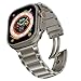 Produktbild synsing Titan-Armband kompatibel mit Apple Watch Ultra 49 mm, Titan-Metall-iWatch-Armband mit Doppelknopfverschluss, kompatibel mit Apple iWatch 45 mm, 44 mm, 42 mm, Serie 9/8/7/6/5/4/SE/3/2/1
