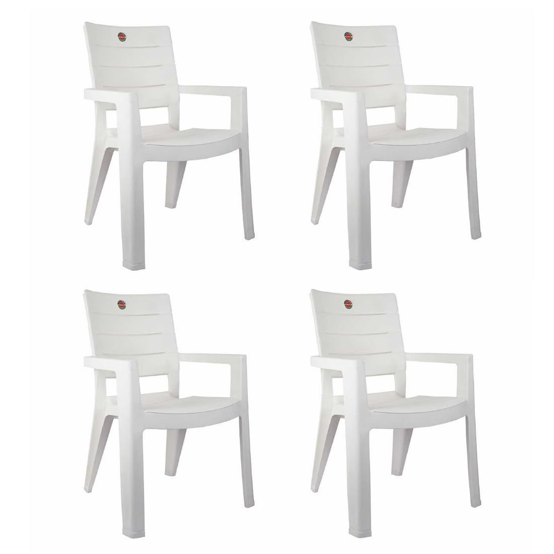 CELLO Jordan Plastic High Back Armchair, Set of 4(White)