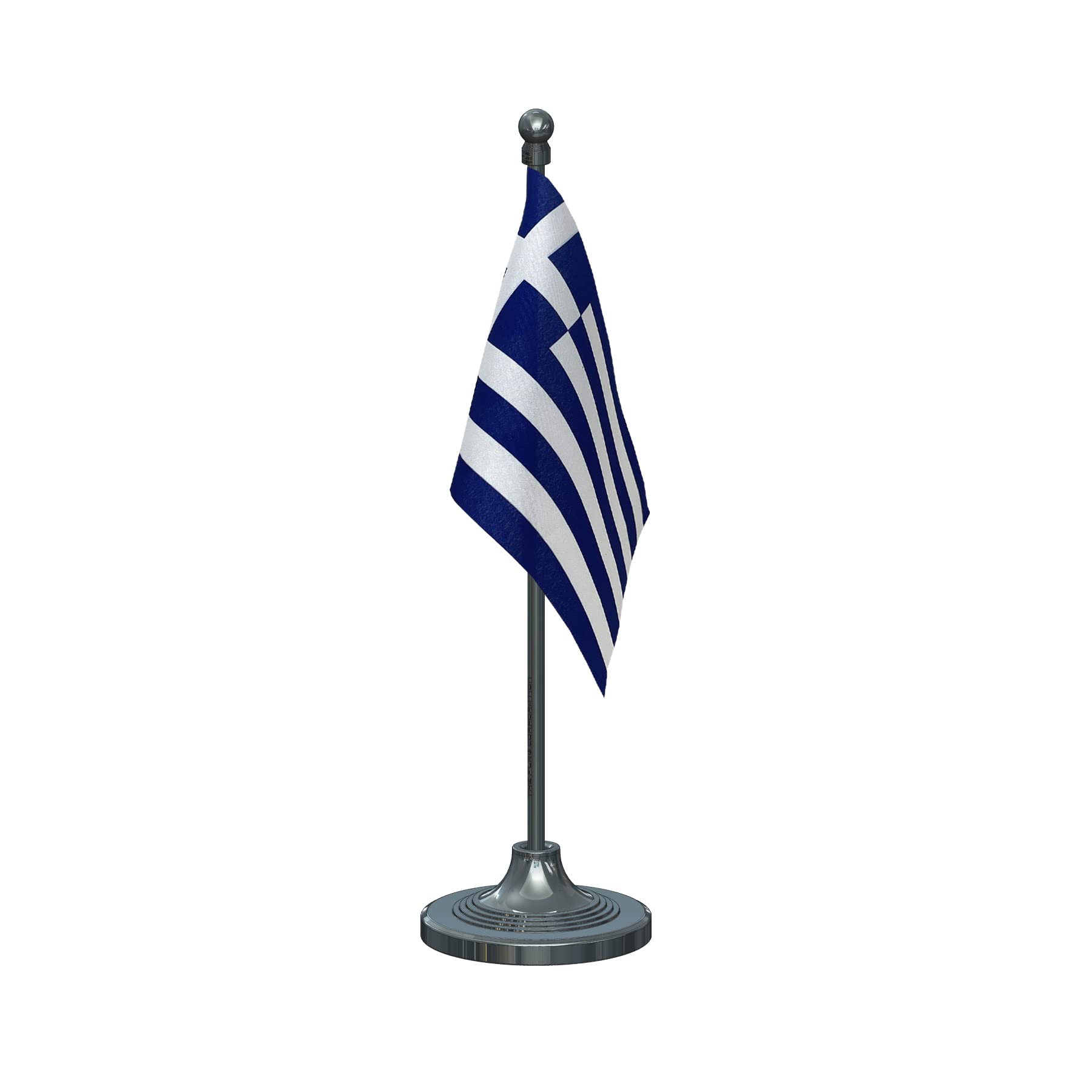 The Flag Corporation Greece Desk Flag 4in x 6in With A Plastic Gunmetal Black Base