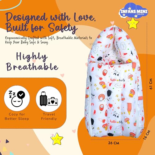 Image of Baby Bedding Set Combo for New Born - Baby Sleeping Bag, Baby Feeding Pillow Ideal for 0 to 6 Months Babies (Panda Orange)