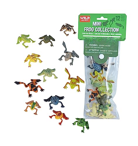 Wild Republic Polybag Mini Ranas, Bolsa de Juguetes de la Selva, Doce Especies de Animales de la Selva, Regalos de Cumpleaños para Niña y Niño, Animales Decorativos, Genial para el Juego Interactivo