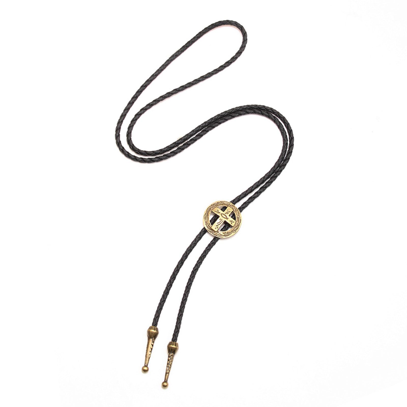 Adjustable Bolo Tie Popular Western Cowboy Teens Men Women Dance Necktie Gothic Shirts Hollow Cross Buckle Pendant Vintage Neckties For Necklace Style Necktie
