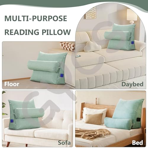 Cojín de lectura en cuña y respaldo de cama ergonómico con almohada lumbar ajustable 5