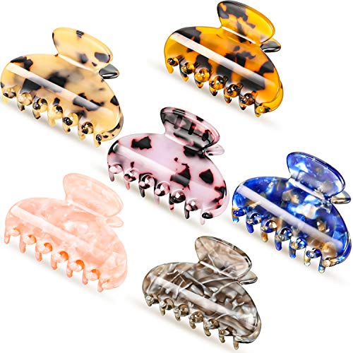 6 Pieces Tortoise Shell Hair Claw Clip 2 Inch Cellulose Acetate Hair Clip Medium French Design Hair Jaw Clamp for Women Girls
