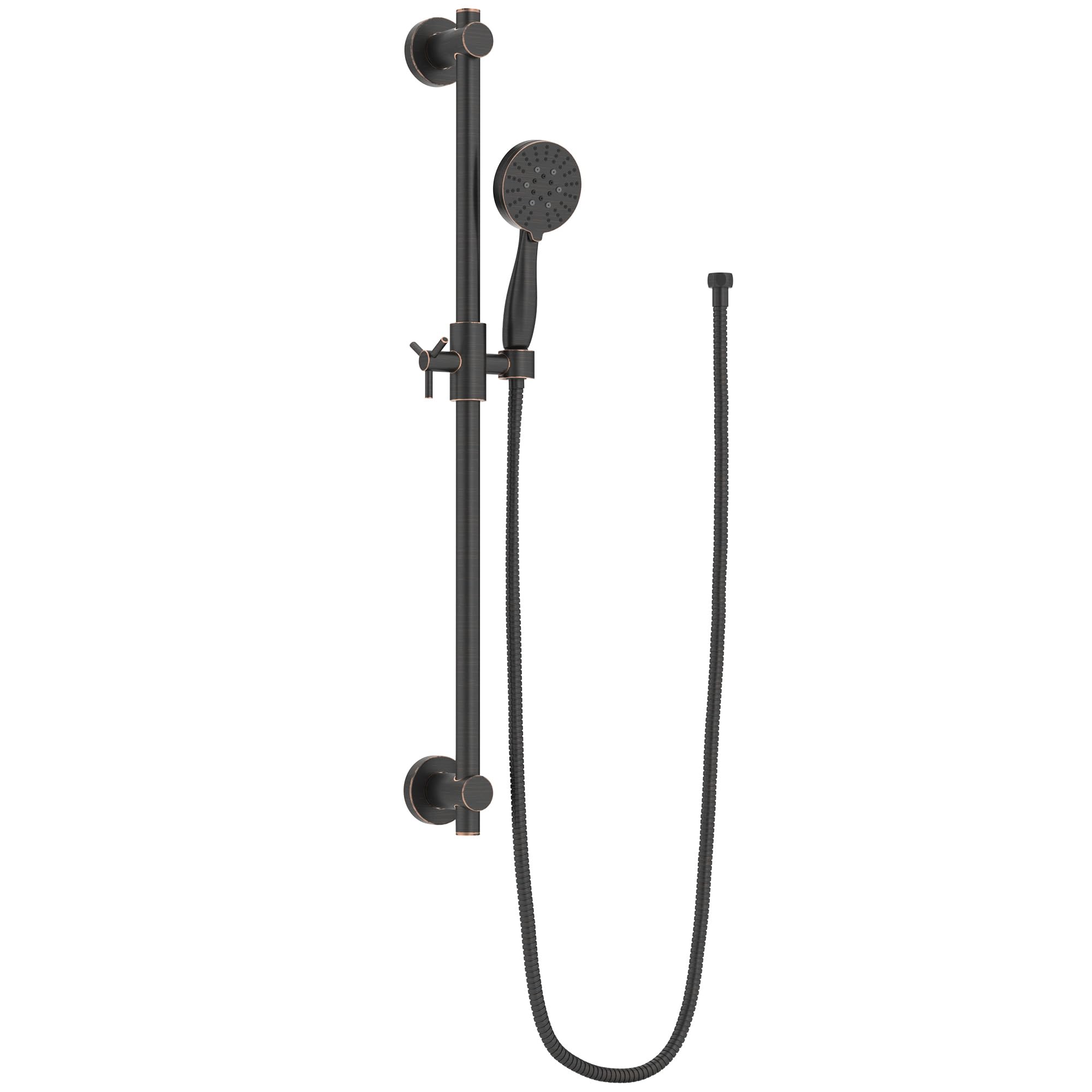 HammerHead ShowersALL METAL 27.5 Inch Shower Slide Bar with 3-Spray Handheld Shower Head with Long Hose and Holder – OIL RUBBED BRONZE - 2.5 GPM High Pressure Shower Head