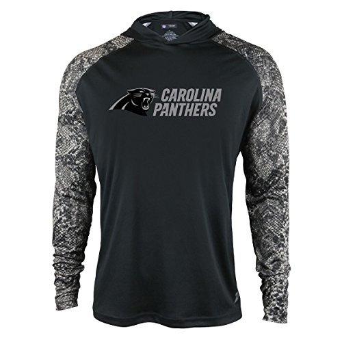 Zubaz NFL Men's Light Weight Synthetic Hood With Digital Print Sleeves, CAROLINA PANTHERS Medium Black