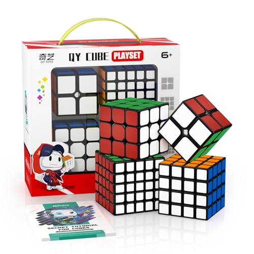 Roxenda Speed Cube Set, 4 Pack Cubo Di Velocità 2X2 3X3 4X4 5X5 Speed Cube Con Confezione Regalo, Adesivi Dai Colori Vivaci Puzzle Cube Con Tutorial S