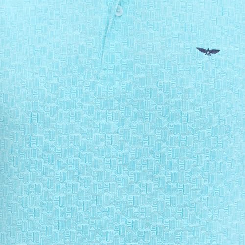 Image of Park Avenue Men's Slim Fit Print Pattern Cotton Polyester Blend Polo Neck Half Sleeve Casual T-Shirt