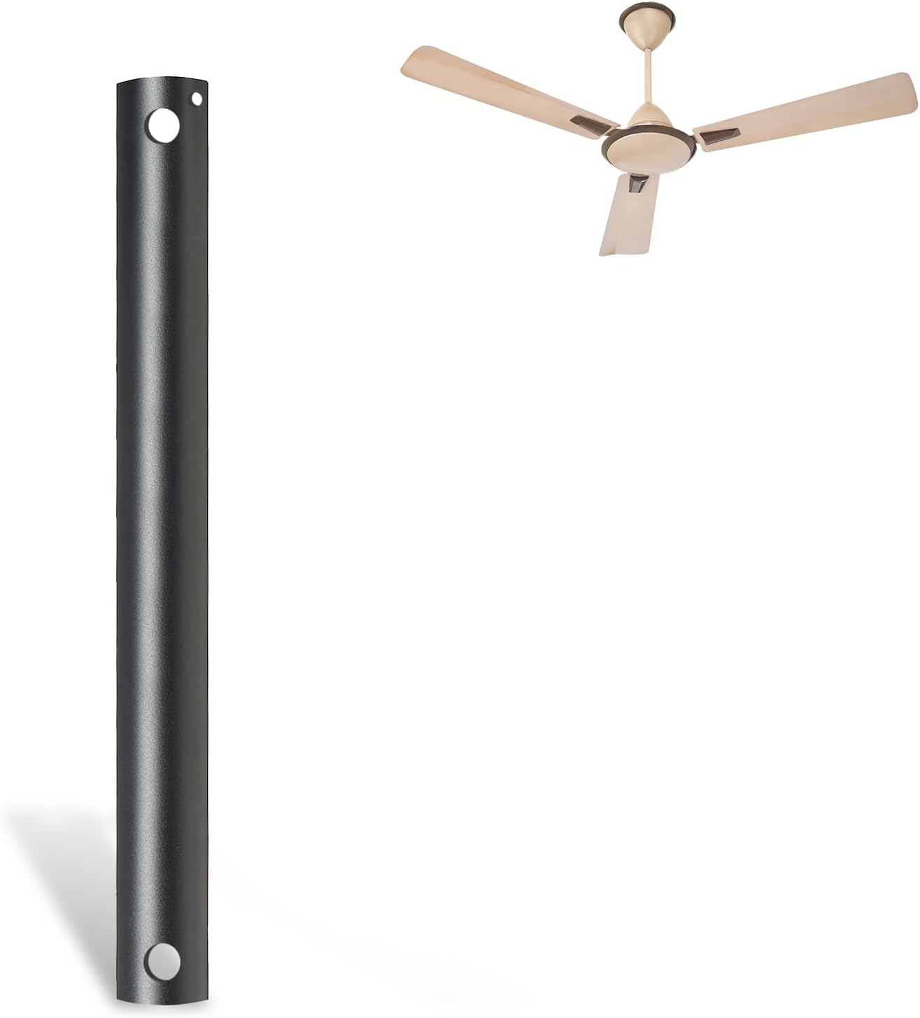 36 inch Ceiling Fan Downrod with Extension Cord,3 FT Downrod for Ceiling Fan,1 inch Outside Diameter,Ceiling Boom Suitable for a Wide Range of Fans (Black,Not Threaded) 36in Black