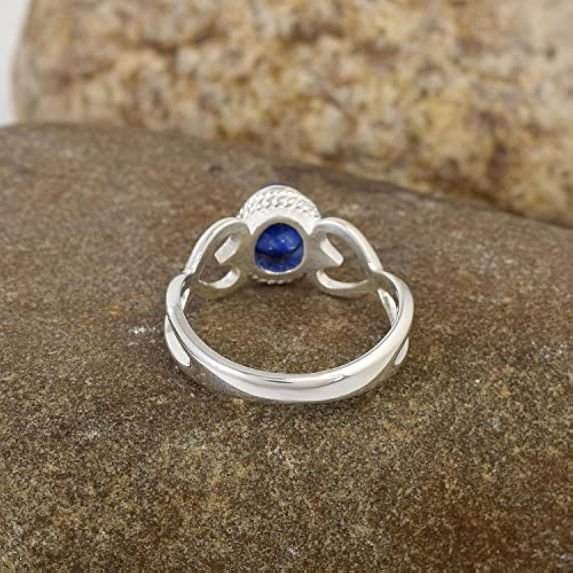 Women's Natural Lapis Lazuli Gemstone 925 Sterling Silver Solitaire Ring, Wedding Gift