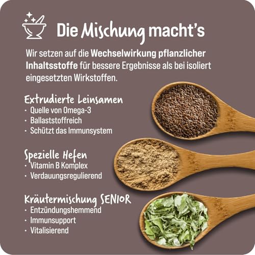 Tradidog Senior Futtertopping - Alternative zu Gelenktabletten, Gelenkpulver, Teufelskralle und Grünlippmuschel Hund - Omega 3 für Gelenk- und Knochenschutz, gegen Arthrose 2x350g, 30-60 Tage Vorrat